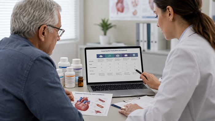 Heart medication consultation with a clinician