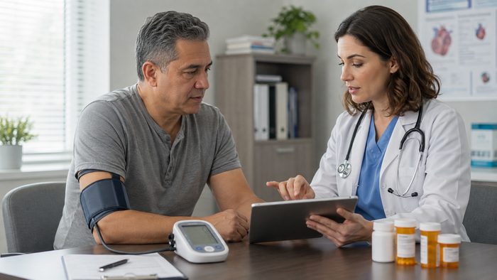 Clinician reviewing cardiovascular health data